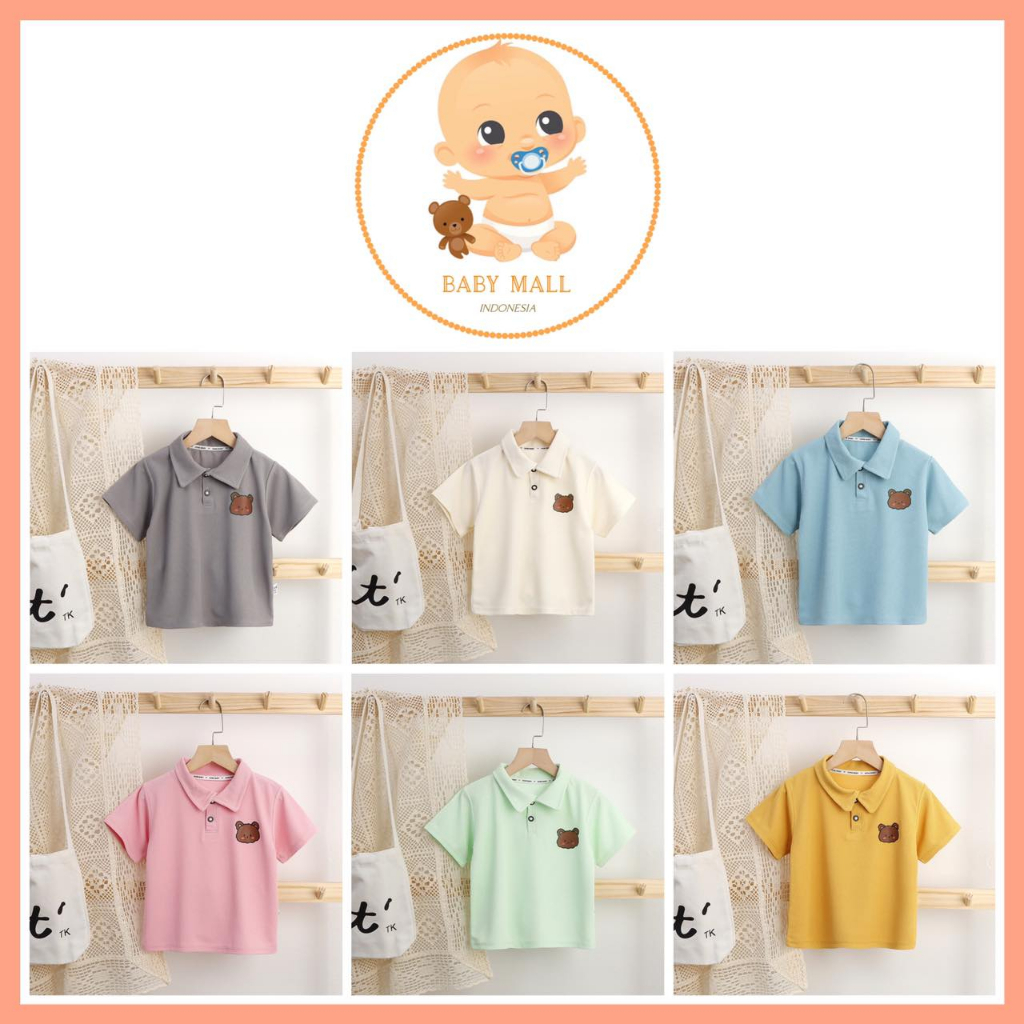 DCW POLO BEAR SHIRT Baju Kaos Polo Beruang Anak Bayi Perempuan Laki Laki Import