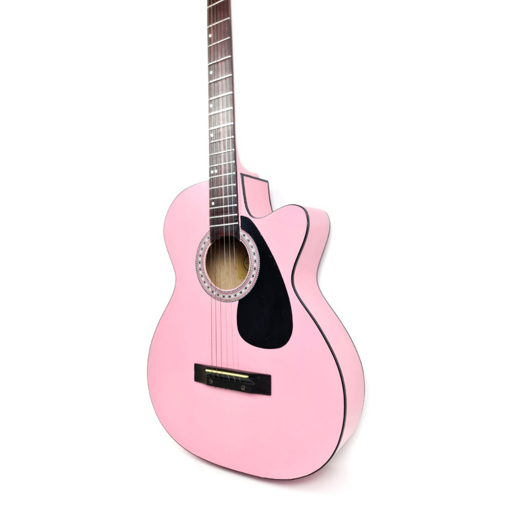 Gitar Akustik Merk Yamaha Warna Pink Pick Guard Model Coak Pemula