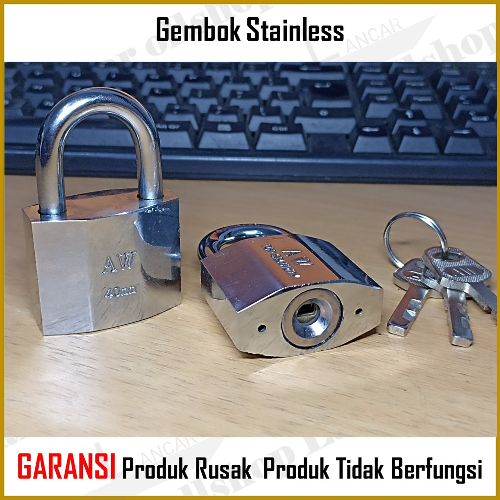 Gembok Putih Anti Rust Anti Maling Anti Cut / Gembok Pagar Rumah Cakram Stainless Anti Karat