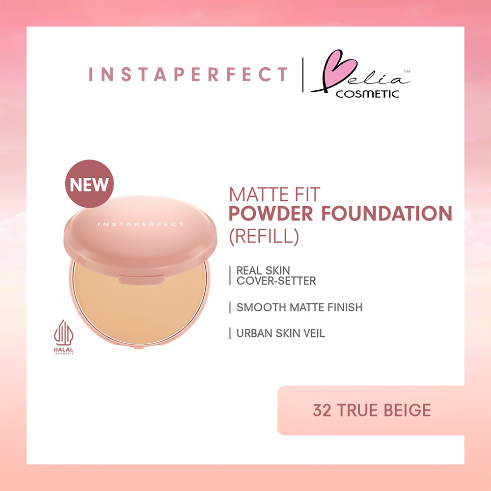 ❤ BELIA ❤ Wardah Instaperfect Refill Matte Fit Powder Foundation 13 g - Refill Bedak (Real Skin Cover Setter, Smooth Matte Finish, SPF 20 PA+++) | Bedak Padat | Refill | BPOM