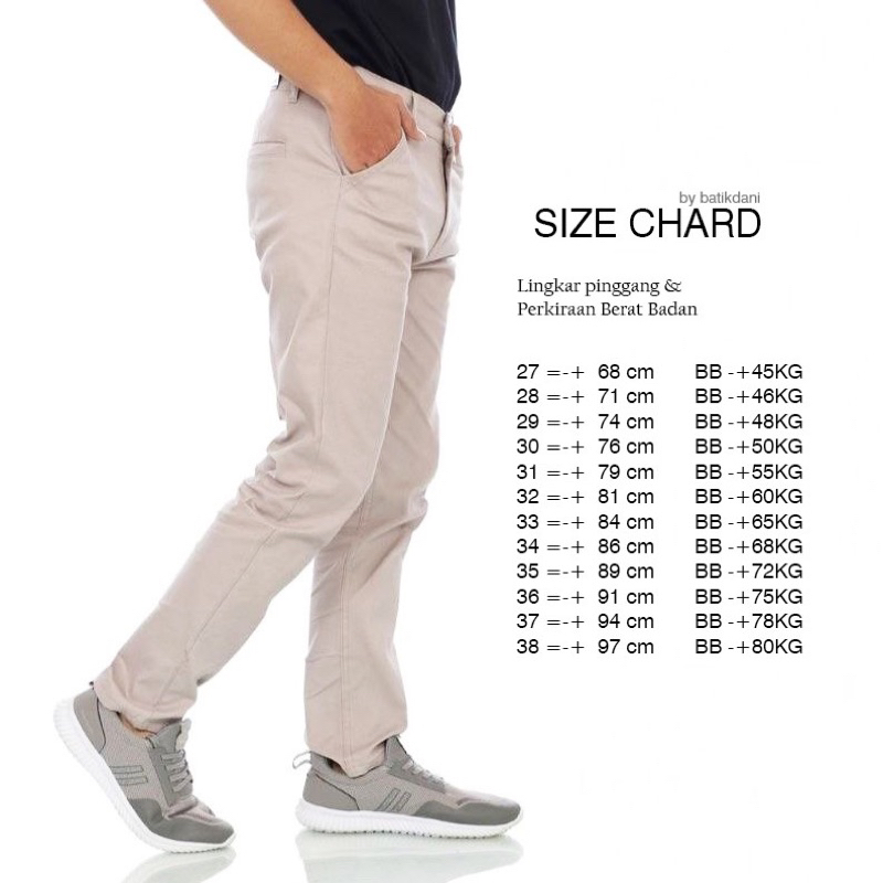 Celana Panjang Reguler Chino/Cino/Chinos Pria/Cowok Standar - Krem(Cream)/Abu(Grey)/Hitam(Black)