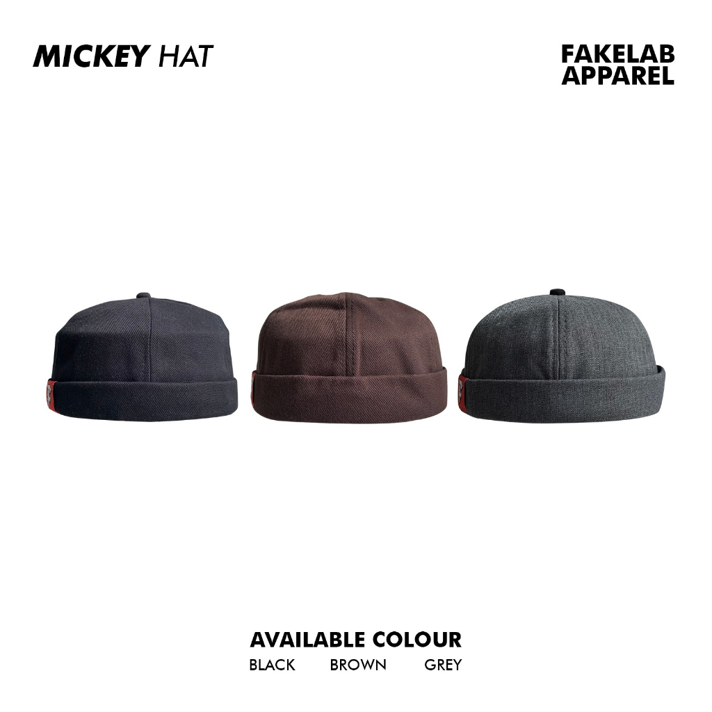 Fakelab Miki Hat F Logo Hitam Coklat Abu / Topi Peci Black Brown Grey Kopiah