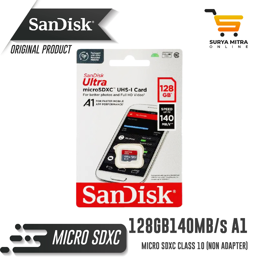 MicroSD SanDisk Ultra 128GB 140MB/s MicroSDXC A1 UHS-I