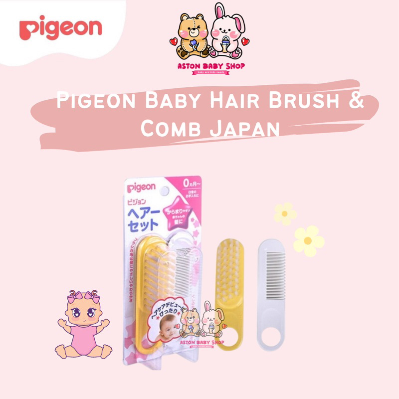Pigeon Comb and Hair Brush Set Japan Import Sisir Bayi
