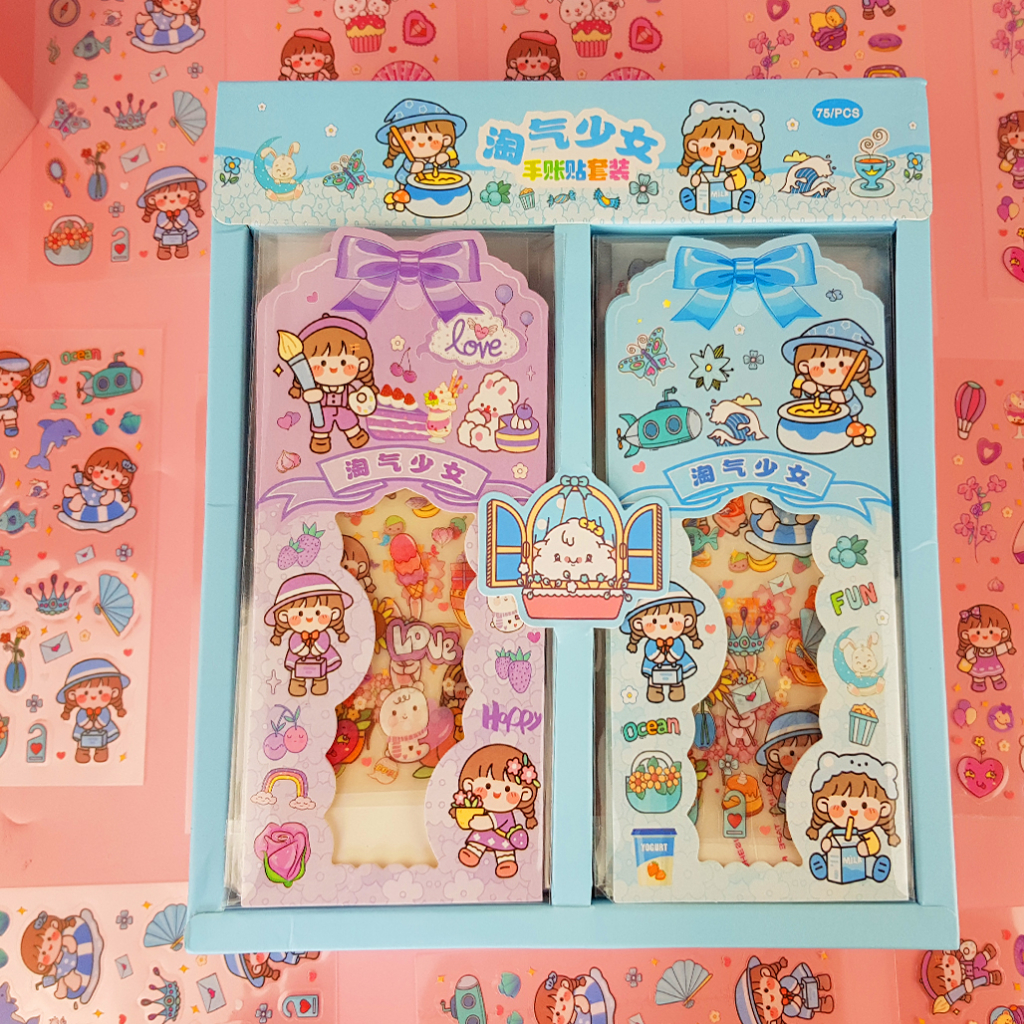 Sticker Asthetic Lucu/ Sticker 3D Tahan Air/ Sticker Jurnal Isi 4PCS 21915-7