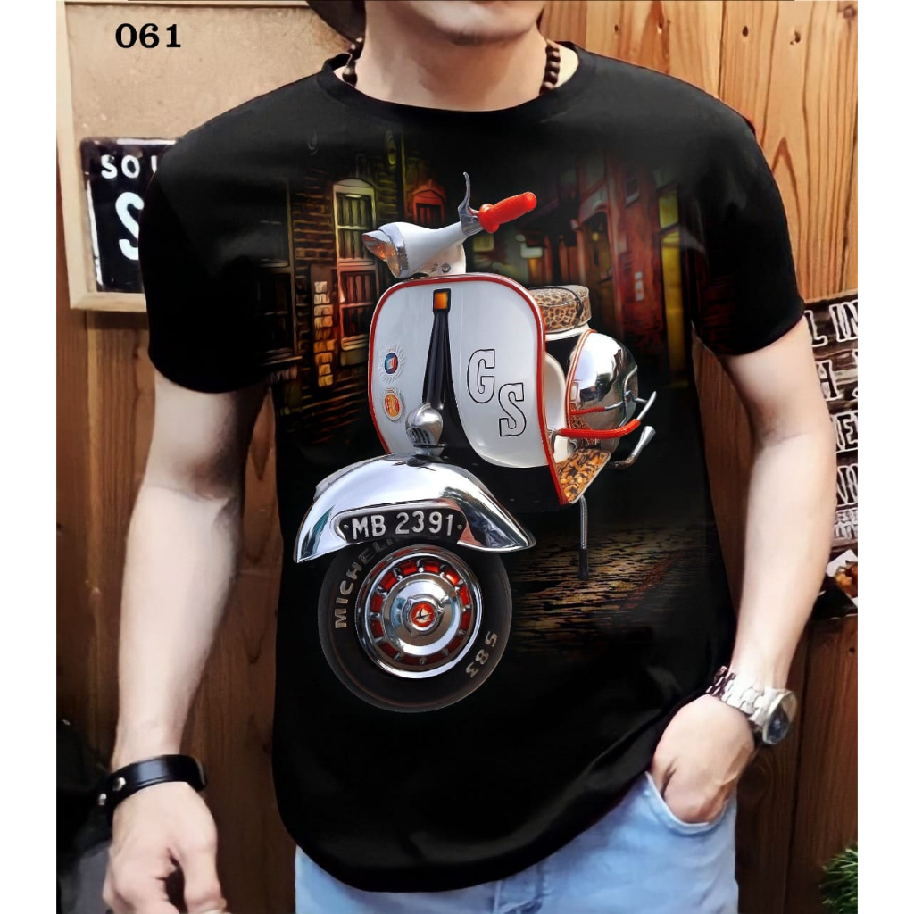 Shalch trendy / Kaos Distro Pria Motif vespa / Atasan Pria vespa Klasik