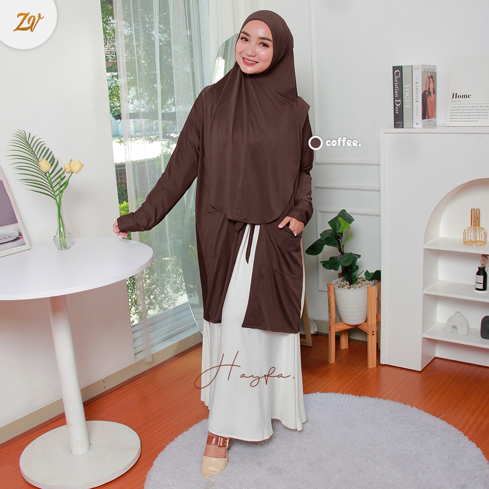 Hayfa Cardigan Hijab l Cardigan Simple plus Hijab Instan l Cardigan By Zaneva