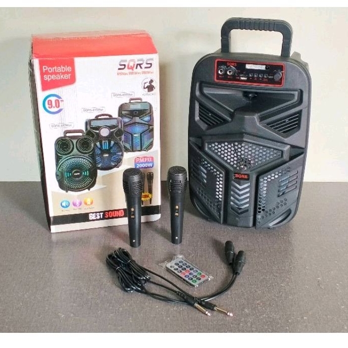 SPEAKER BLUETOOTH PORTABLE SQRS-885 Bonus 2 Mic Karaoke Wireless Speaker