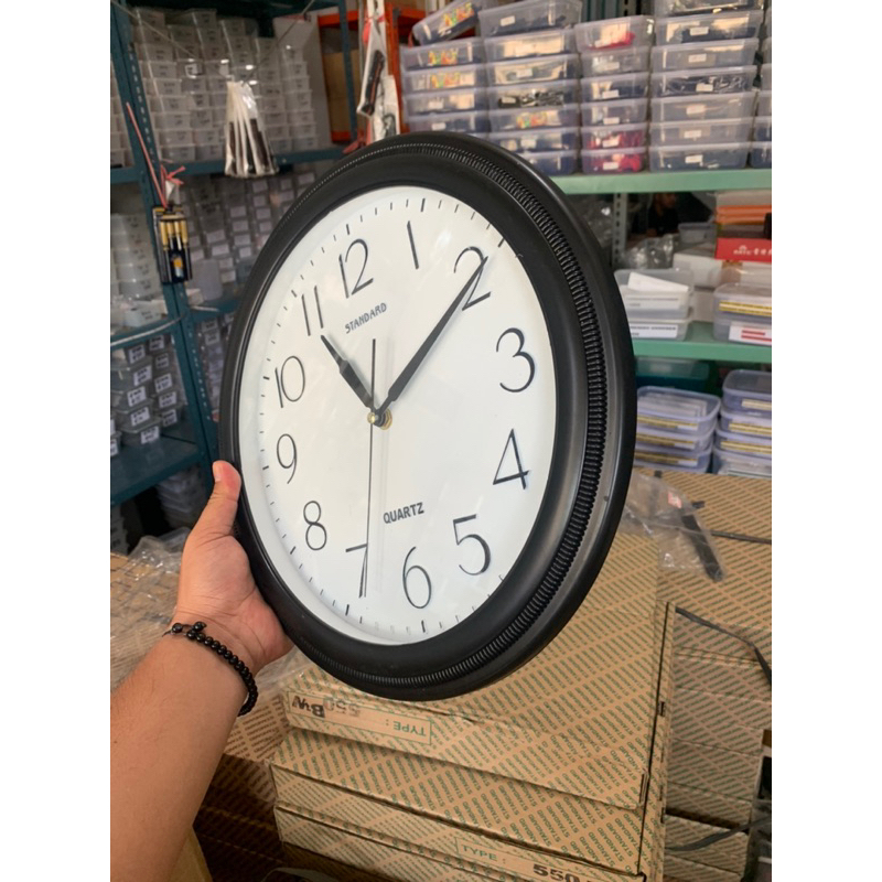 Jam dinding original standar  besar 30CM hitam dial putih 550 type