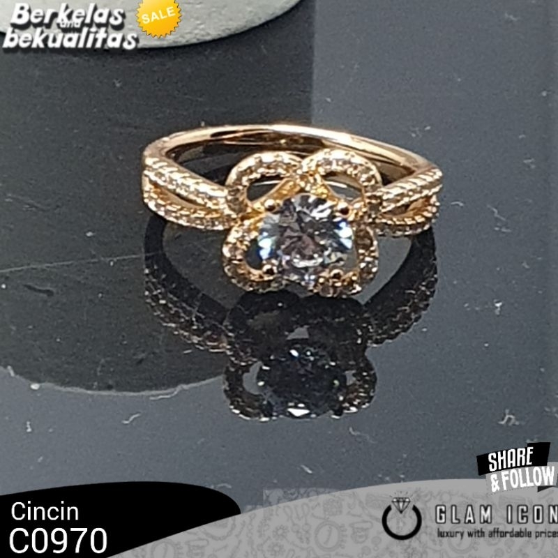 Cincin Wanita motif bunga empat satu mata G0970