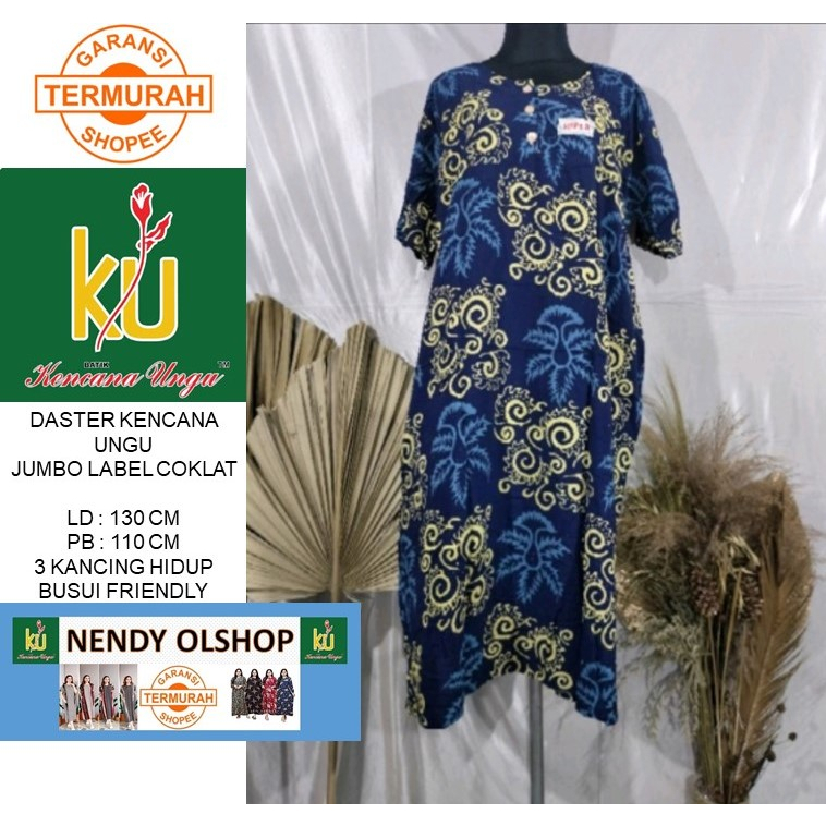 Daster Kencana Ungu Jumbo Label Coklat LD 130 PB 110.Baju Tidur.Baju Wanita.Batik wanita.Baju Busui.