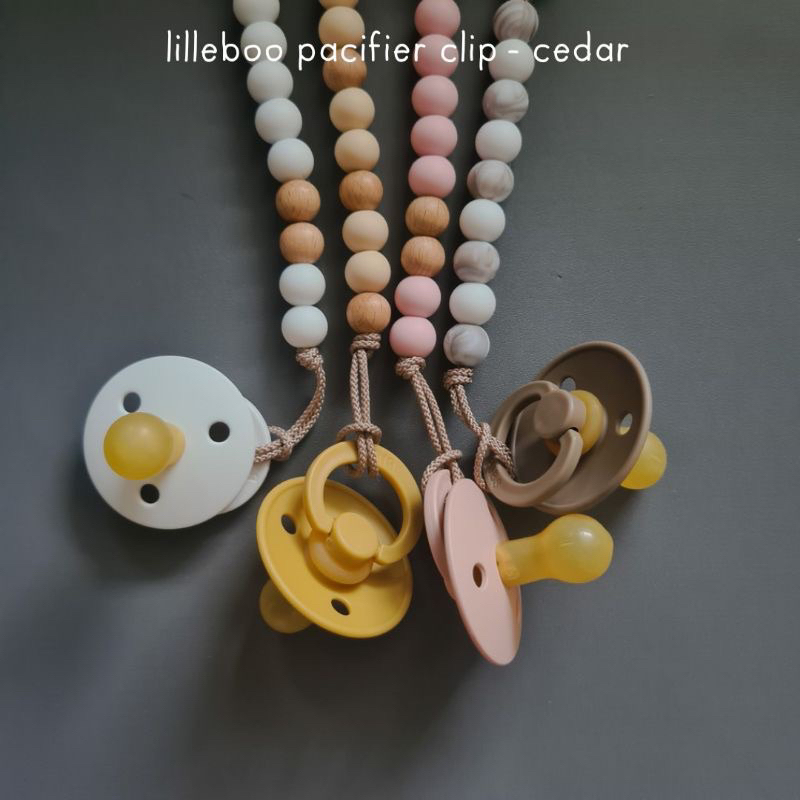 Lilleboo Pacifier Clip Gantungan Empeng Kayu Beads Gantungan Kompeng Manil