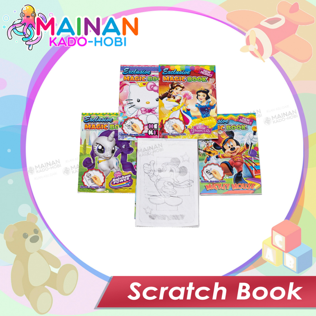 MAINAN ANAK TRADTIONAL JADUL MAGIC KOIN SCRATCH BOOK KARAKTER KARTUN