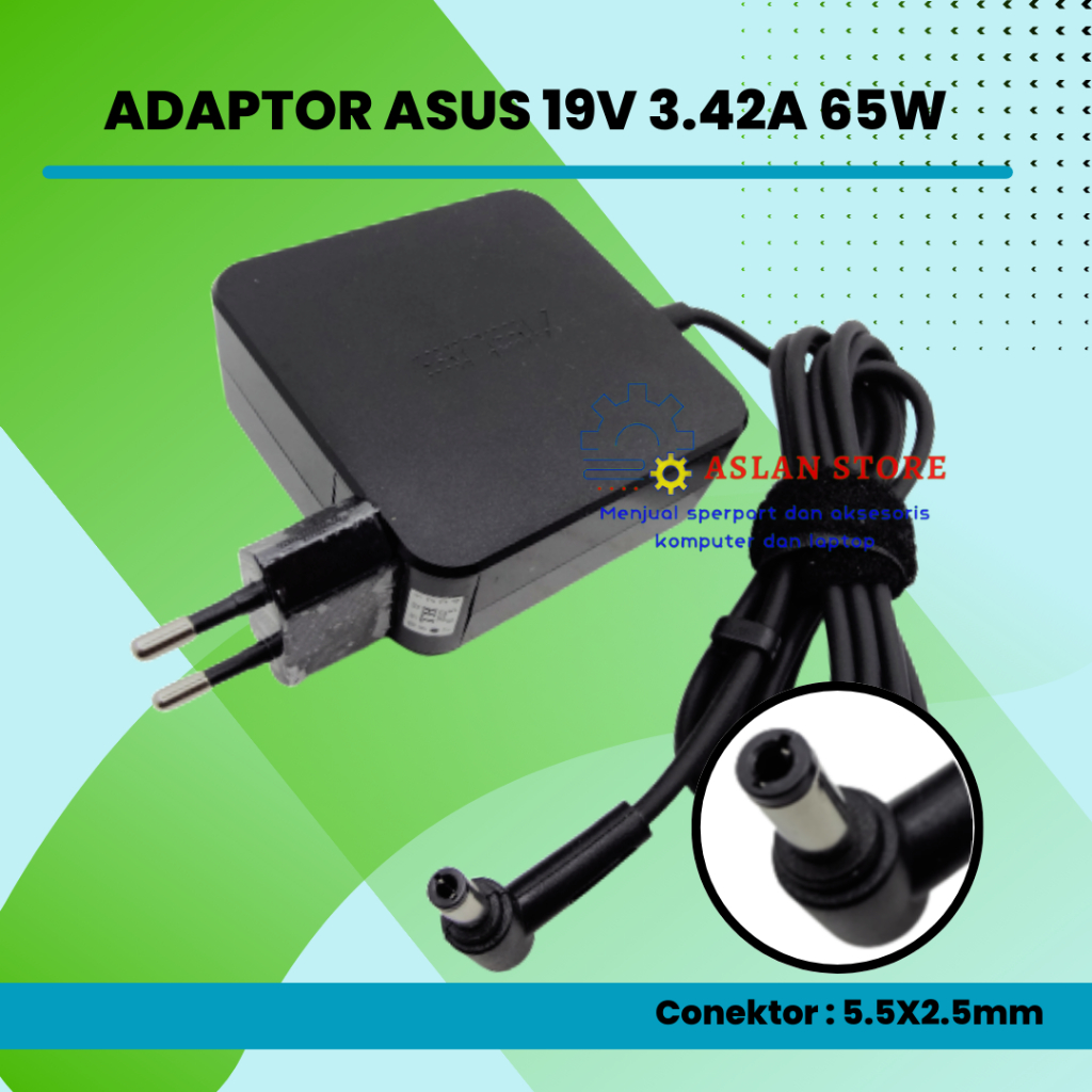 Adaptor Charger laptop asus 19v 3.42a 5.5x2.5mm Pengisi daya Asus X455L X450 X451C X450L  Asus A552E A552EA A555LB A555LD A555LF A555LN A555LP