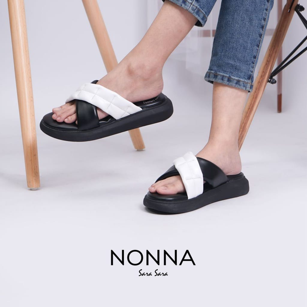 COD - Sepatu Sandal Wanita Wedges VIVIAN Model Silang dua Tali Strap Belakang Hak Tinggi Sole 3 cm Spatu Sendal Gunung