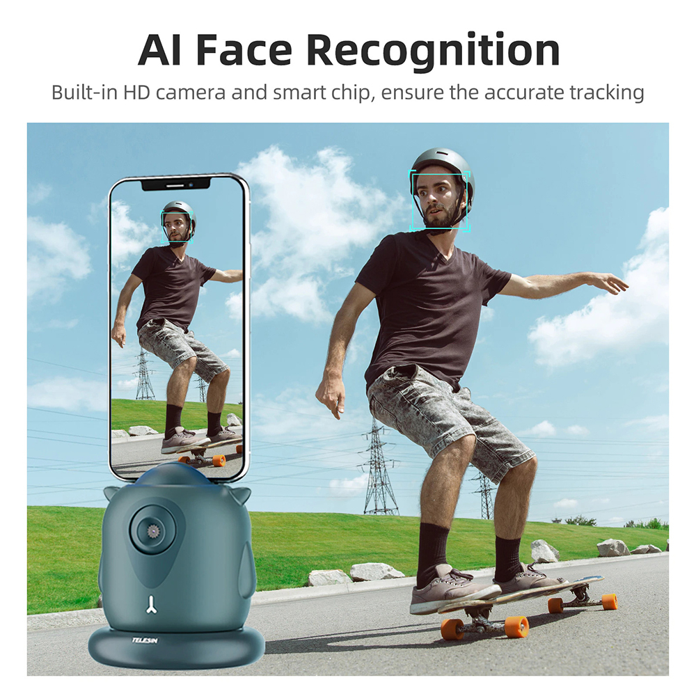 Telesin Smart Selfie Gimbal Auto Tracking Pan Tilt 360 Rotation - TE-GPYT-002 - Green