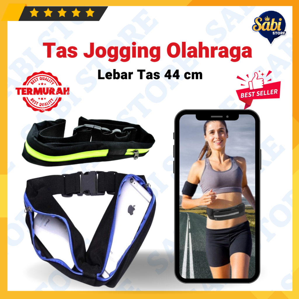 Tas Jongging HP Pria Wanita Pinggang Sabuk Tas Olahraga 2 Slot