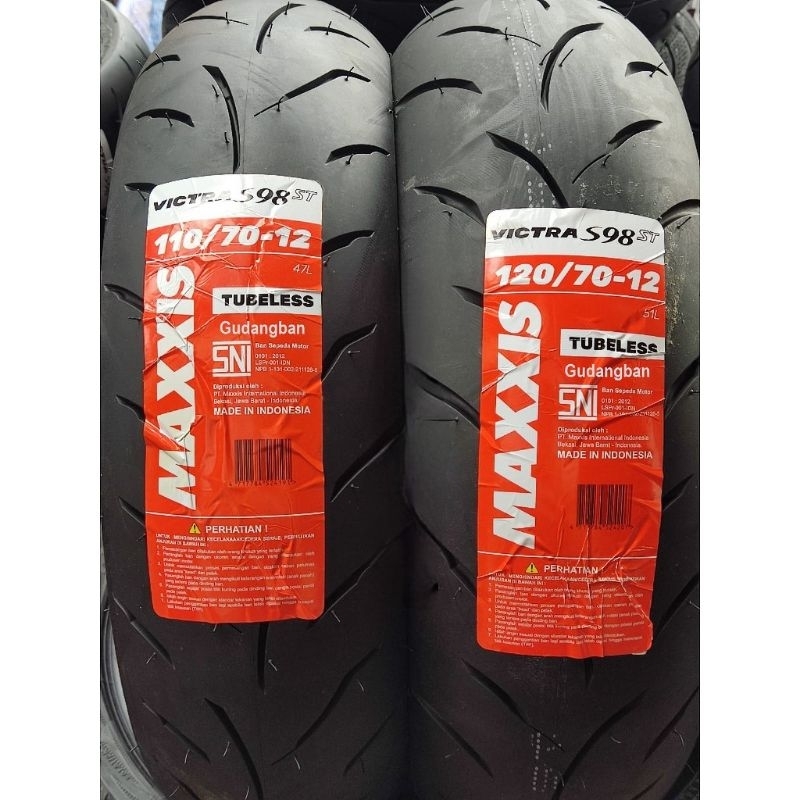 BAN MAXXIS VISTRA S98 110 70 12 dan 120 70 12 ORI 1 SET MOTOR VESPA MATIC SPRINT PRIMAVERA , YAMAHA 