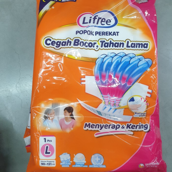 DISTRIBUTOR UNICHARM LIFREE PEREKAT/ POPOK MELAHIRKAN / PERSALINAN DEWASA / LANSIA SACHET SATUAN [Size : M/L/XL per 1 Sachet] TERMURAH PROMO
