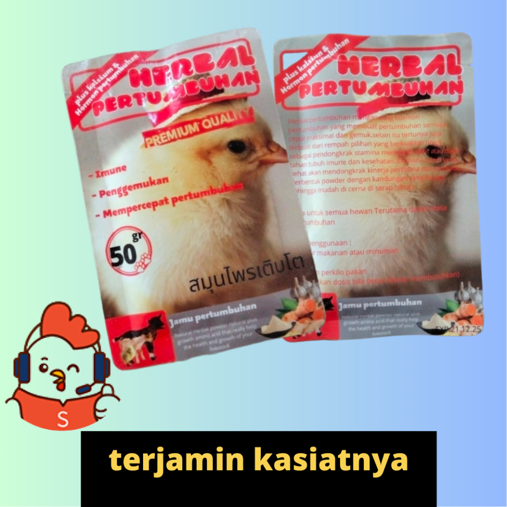 herbal pertumbuhan pemicu pertumbuhan unggas dll 50gram zeorfarm