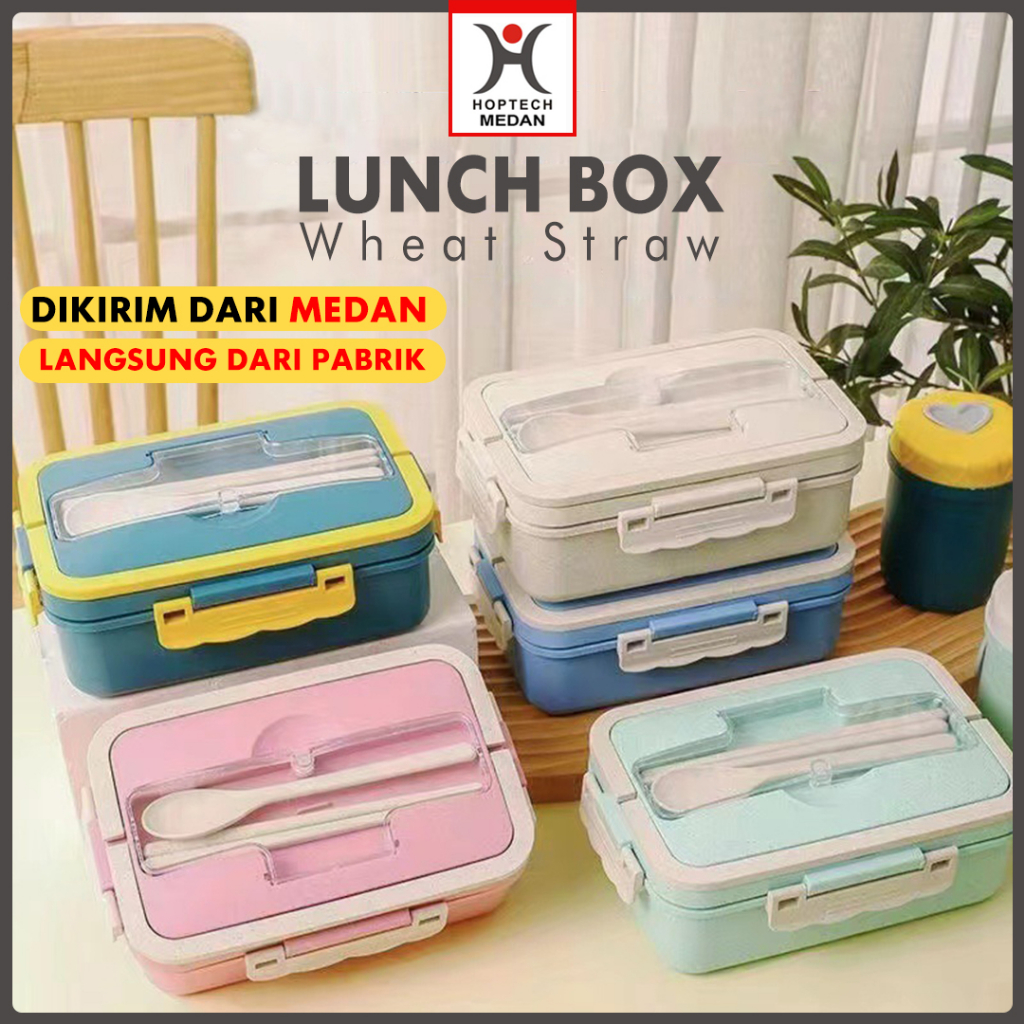 Lunch Box Set Kotak Bekal Makan 1000ml 4 In 1 Dengan Alat Makan | Kotak Bekal Anak dan Dewasa