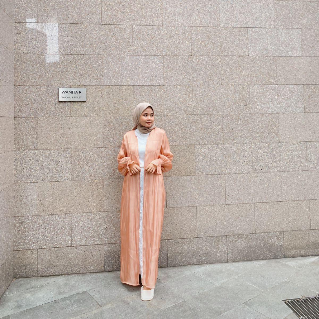 Outer Abaya Shimmer tidak pake belt  Polos Premium - Purebylastin