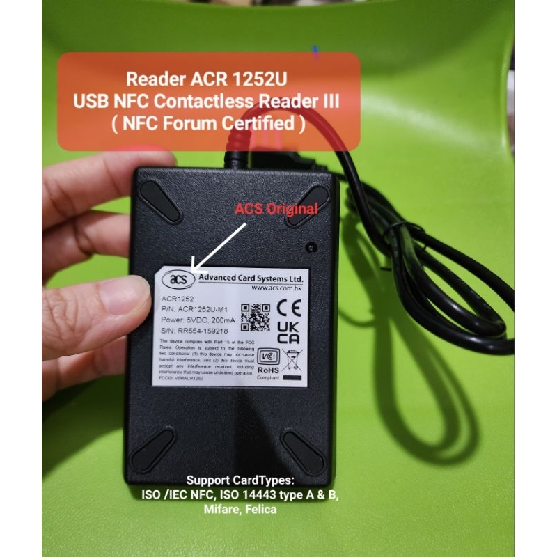 ACS Smart Card Reader ACR1252U-M1 USB Type A NFC Contactless Reader III