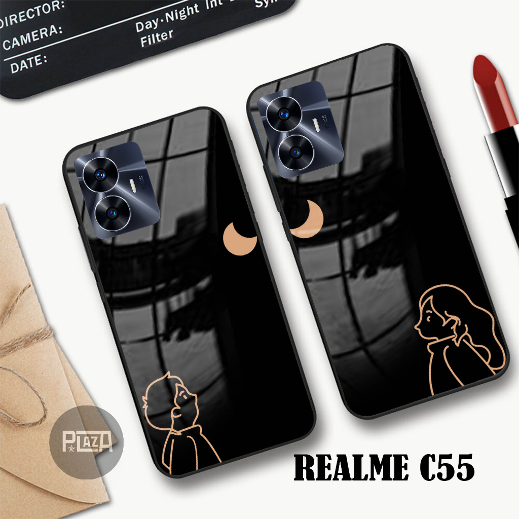 Softcase Glass Kaca COUPLE [K119] REALME C55 Terbaru Casing Handphone-Pelindung Handphone