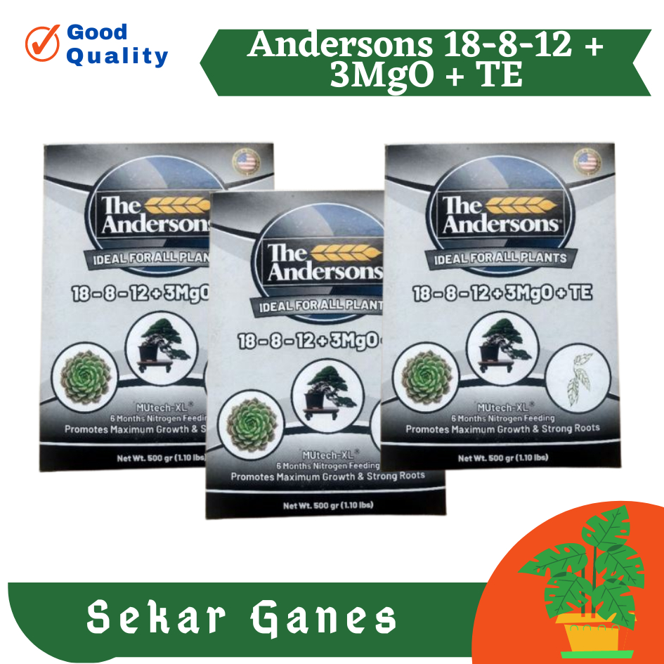 The Andersons Pupuk Slow Release 18-8-12+3MgO+TE Kemasan Pabrik 120gram 1 Dus untuk Pertumbuhan Tanaman Kemasan Pabrik 120gram 1 Dus