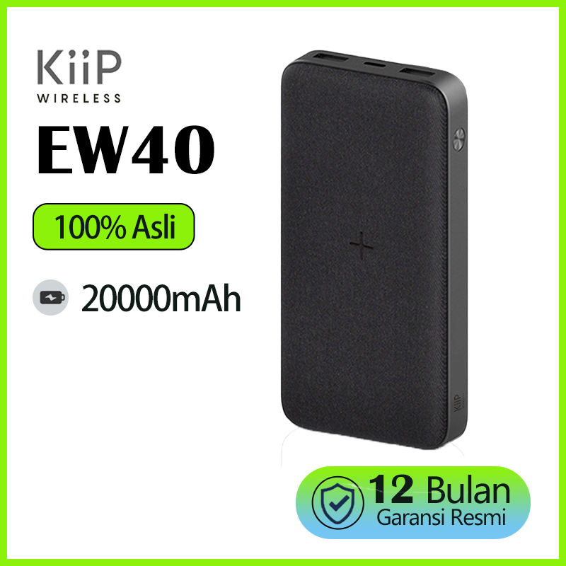 KiiP WIRELESS EW40 Power Bank 15W Fast Charging PD&amp;QC 3.0 20W 20000mAh Mendukung Pengisian cepat seperti QC3.0, FCP(Huawei), AFC(Samsung) dan lain