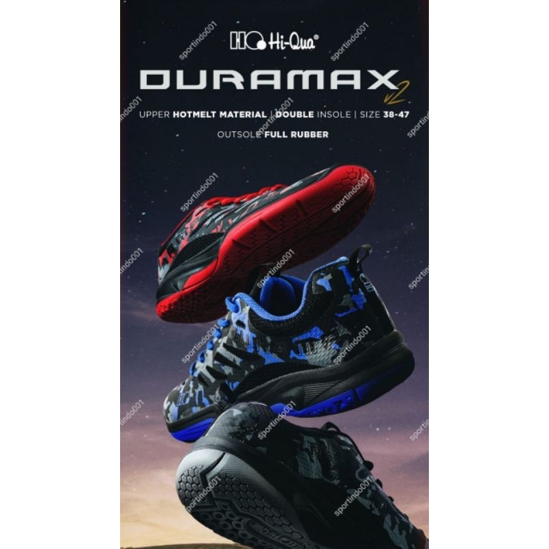Sepatu Badminton Hiqua / Hi-Qua Sepatu Bulutangkis Duramax V2 Terbaru
