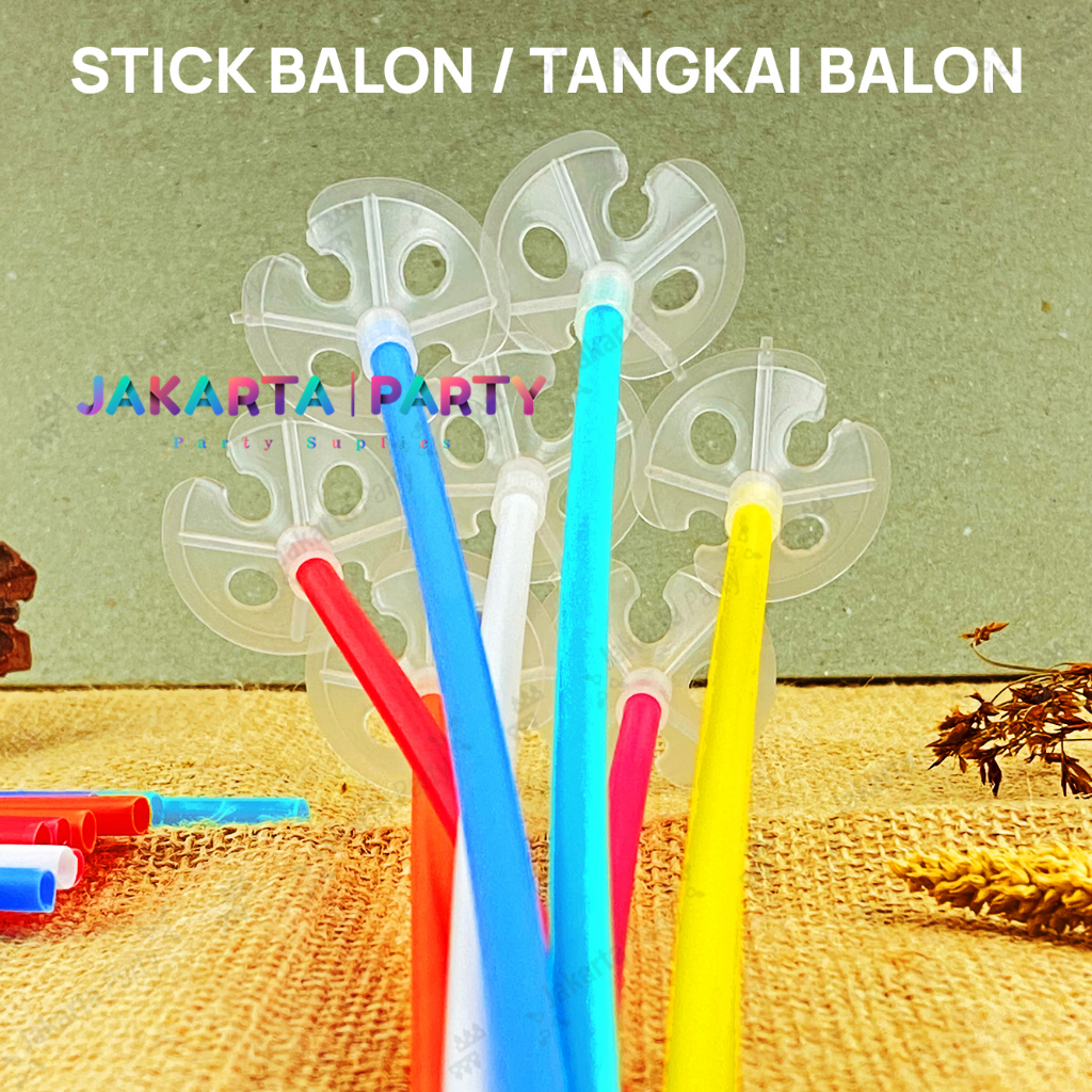 Stik Balon warna isi 10 pcs/ Stik Balon Lateks / Stik Warna / Stick Balloon