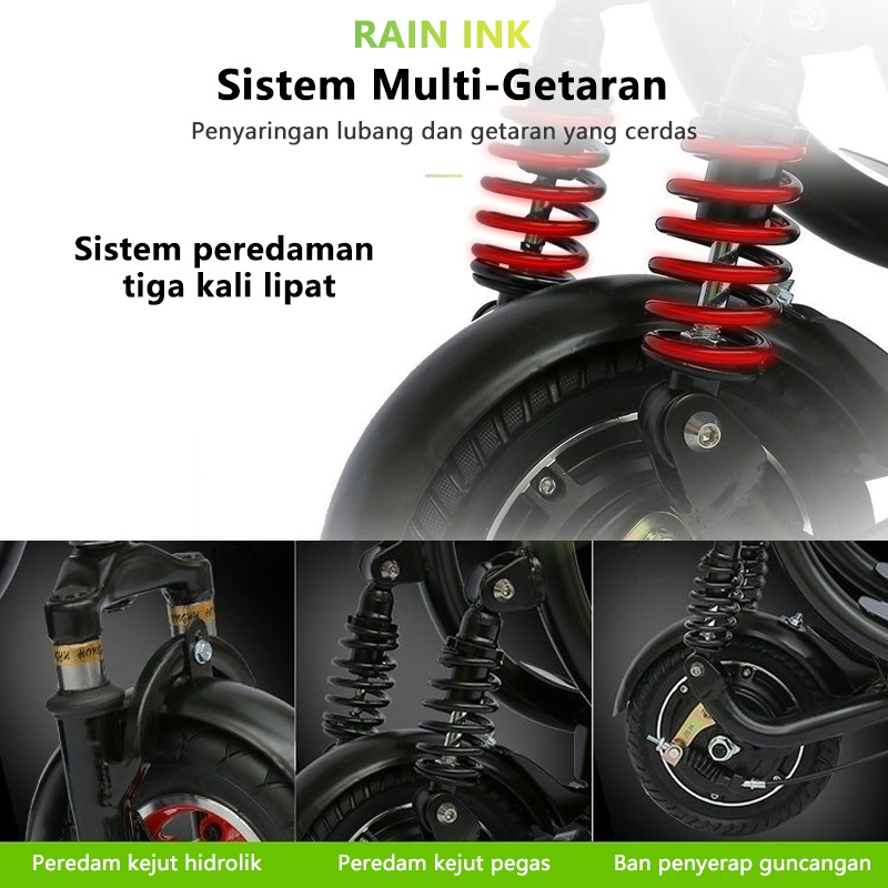 Sepeda Listrik Skuter listrik dewasa 25Km Scoter Elektrik Sepeda Listrik Dewasa dengan Lampu depan Garansi 1 Tahun