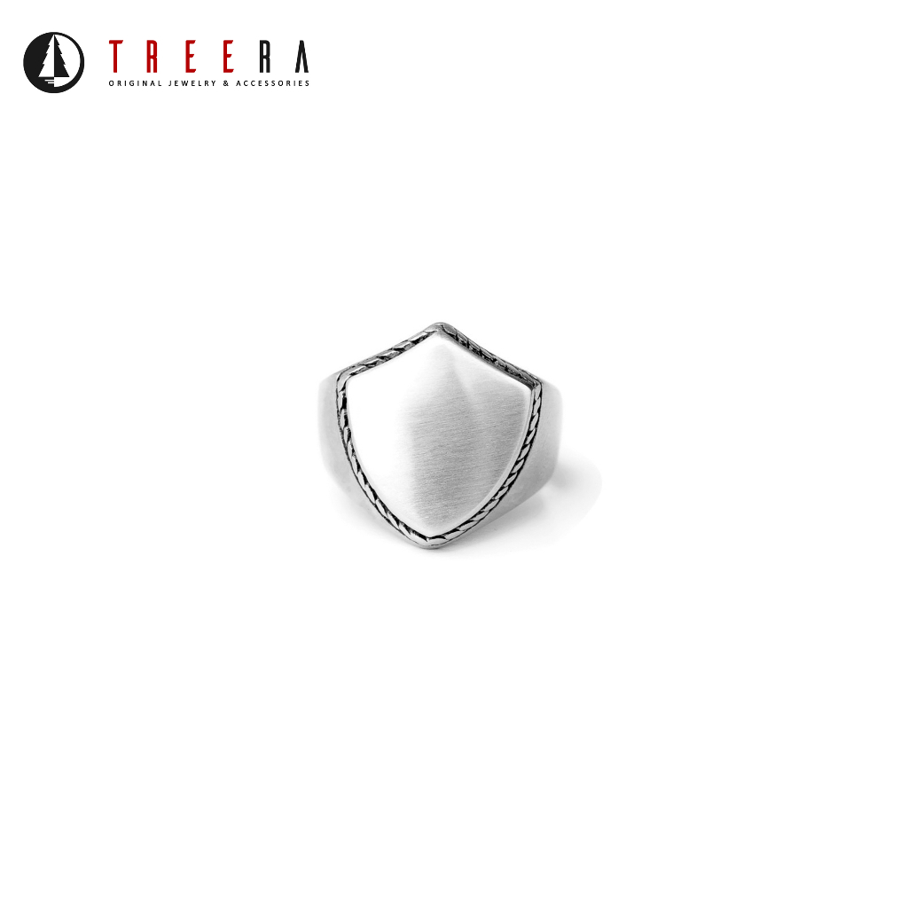 Treera Hector Cincin Titanium Perisai Pria Keren Anti Karatan Dan Luntur Original Premium