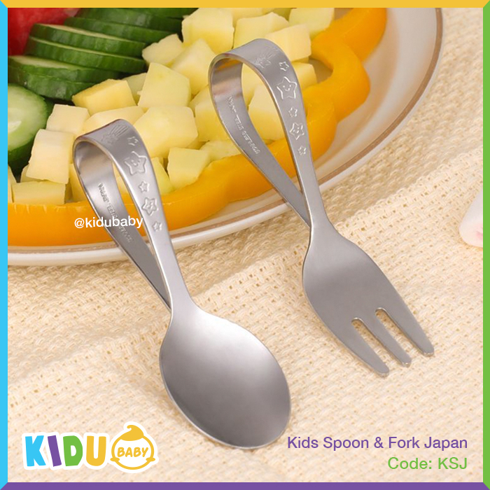 Sendok Garpu Bayi Anak Stainless Steel High Quality Jepang / Kids Spoon Fork Japan Kidu Baby