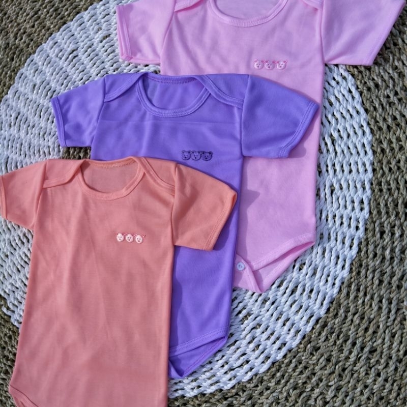 ISI 3 Pcs Jumper Bayi Jumpsuit Bayi Newborn Bodysuit Baby Seri Warna Perempuan