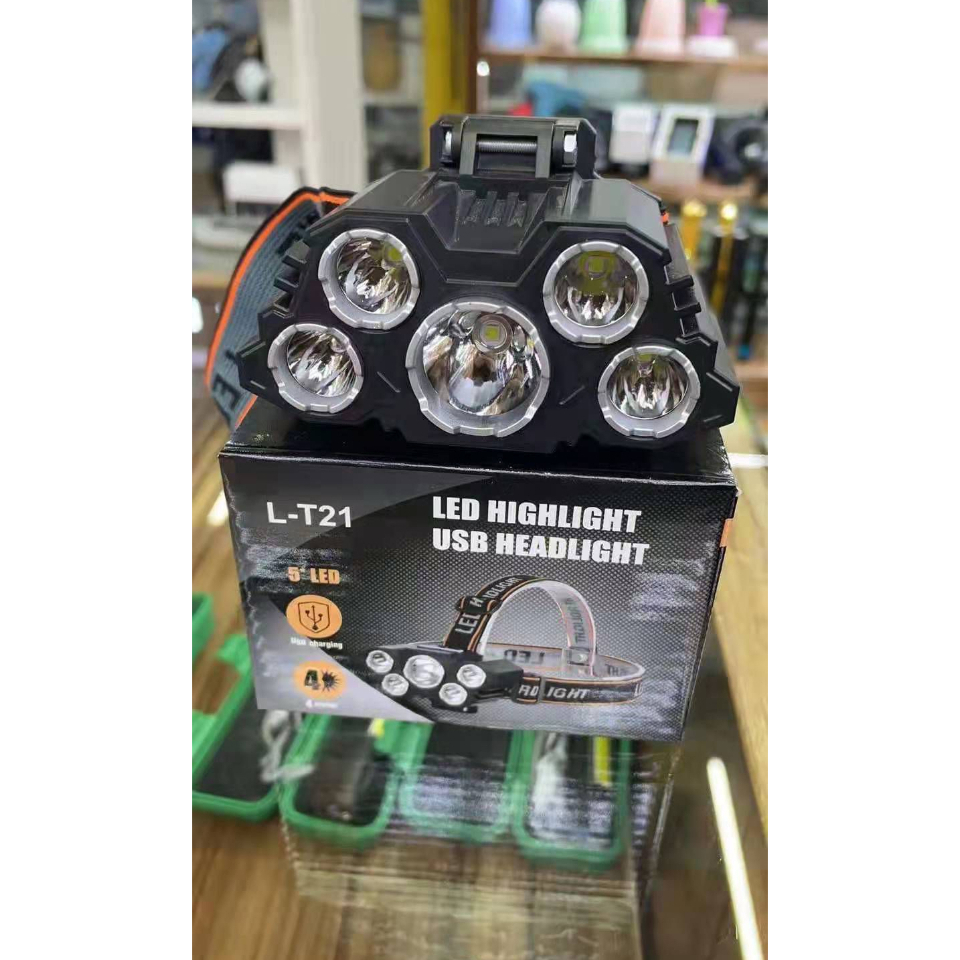 Senter kepala LT21 LED 5 lampu 3 mode head flashlight headlamp outdoor