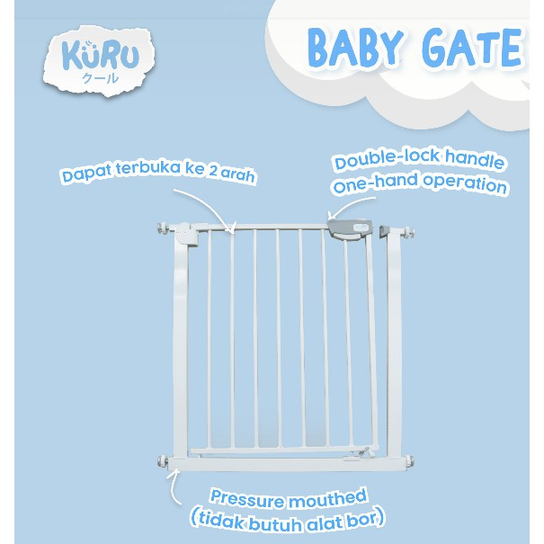 Pagar Bayi Safety Pintu Pembatas Tangga Tinggi 76cm I Baby Gate KURU