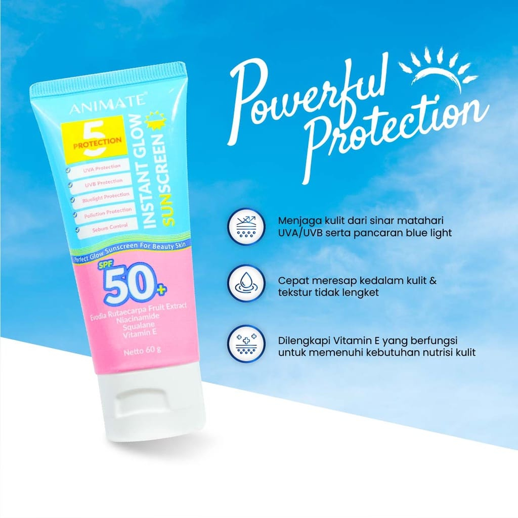 Animate Instant Glow Sunscreen 5 Protection SPF 50+  60gr