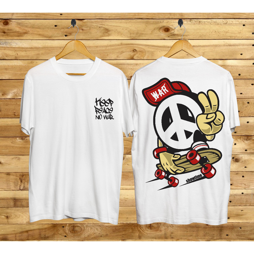 Kaos murah Kaos distro murah baju  distro pria t-shirt murah combed30s SO keep peace putih