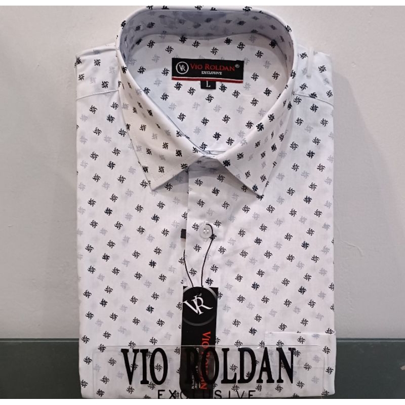 Vio Roldan Kemeja Motif Pria Lengan Panjang Kemeja Katun Kemeja Kerja Kemeja Formal Kemeja Pria