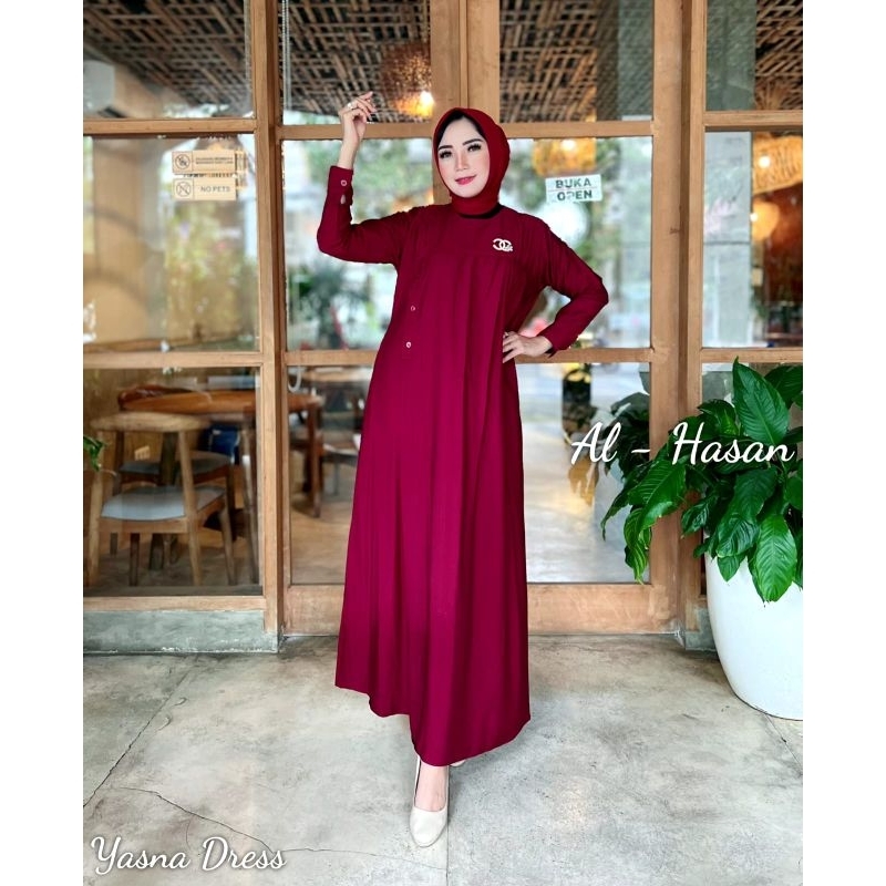 YASNA DRESS by Alhasan / GAMIS POLO LINEN PREMIUM / DRESS LEBARAN VIRAL