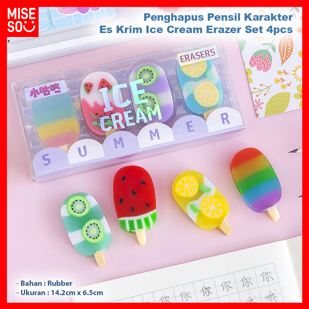 

Penghapus Pensil Set 4pcs Karakter Es Krim Ice Cream Erazer 846