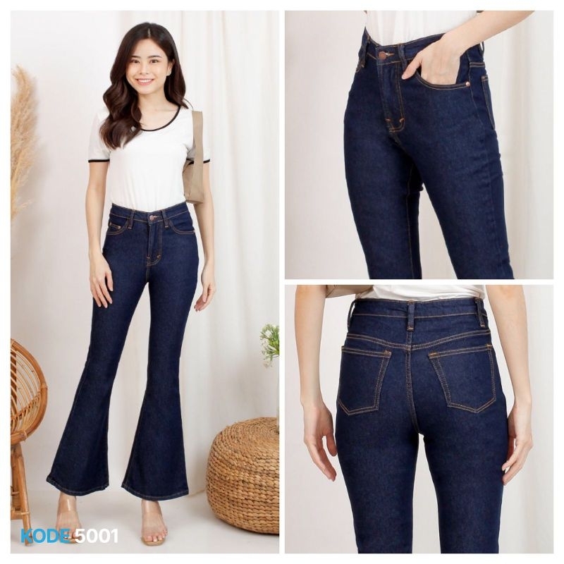 Highwaist Cutbray Jeans Wanita Modis