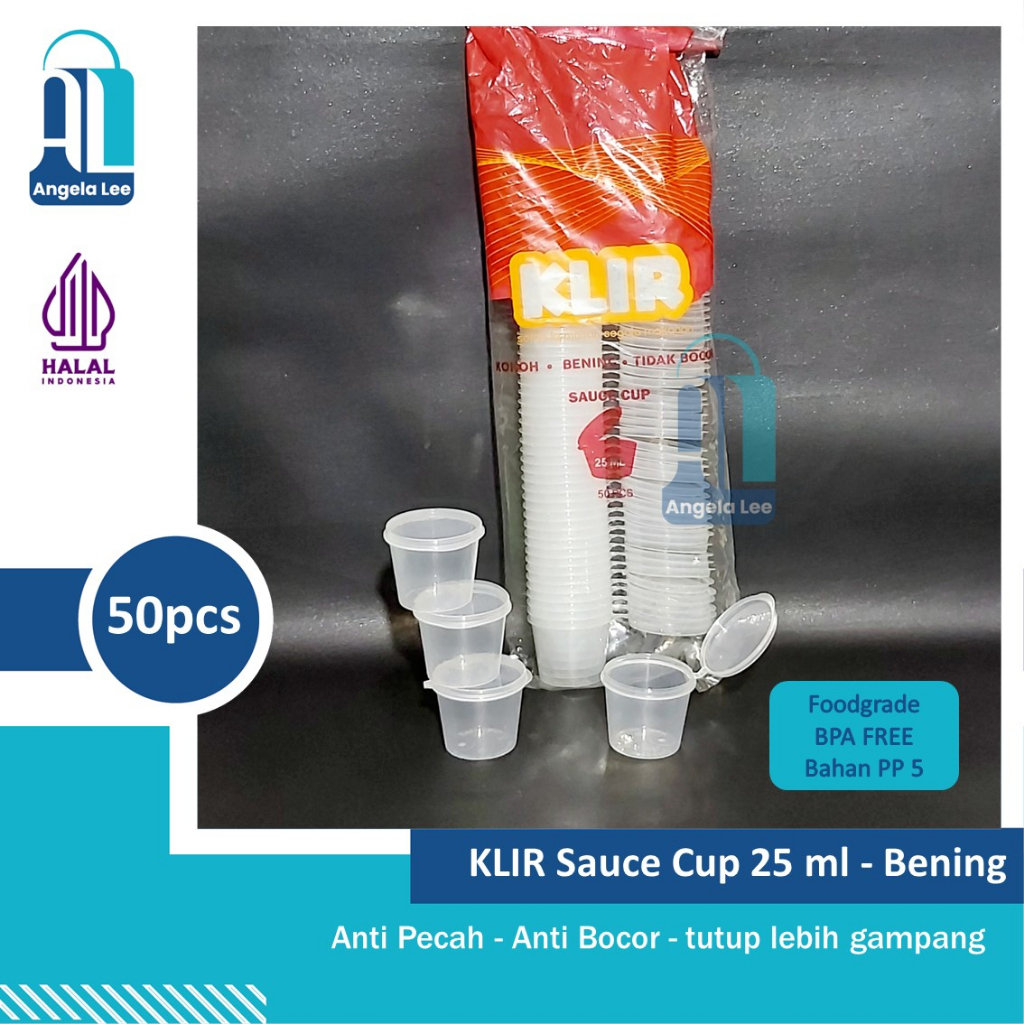 KLIR Sauce Cup Tempat Saus Sambal Thinwall Cup Plastik 25/35/60ml 50pcs Anti Pecah Bocor