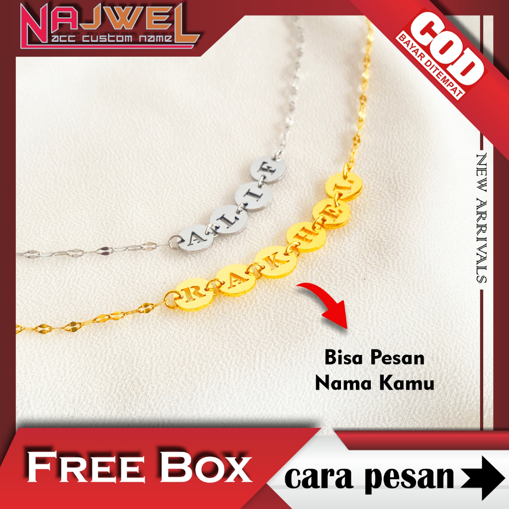 Kalung Nama Custom Fashion Aksesoris Premium Anti Karat