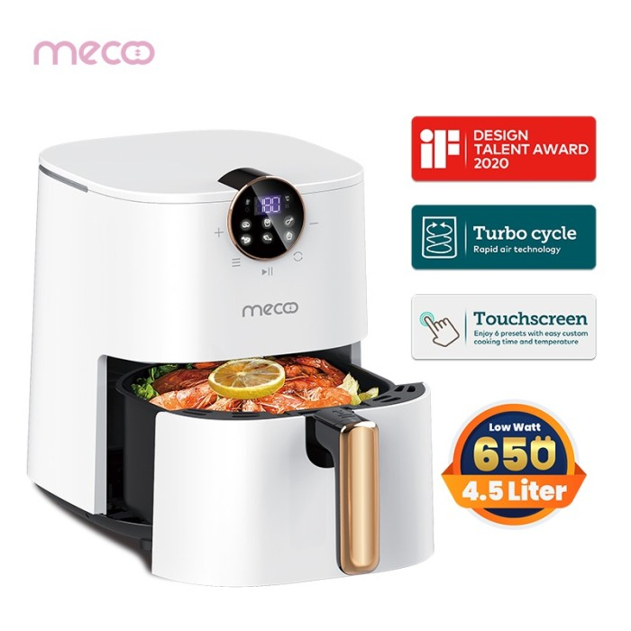 Mecoo Most Aesthetic Air Fryer 650 Low Watt  Air Fryer Digital 4.5 Liter Milky White NX-02-DZ / NX 02 DZ Hemat Listrik &amp; Anti Jeglek Mesin Penggorengan Tanpa Minyak