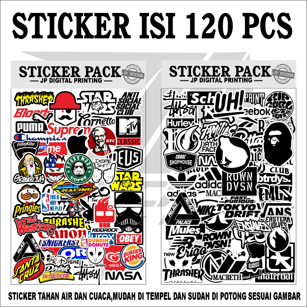 

[ JP ] 120 PCS STICKER PACK AESTHETIC - STIKER LOGO BRAND UNTUK LAPTOP, CASE TUMBLER , AKSESORIS HP , ANTI AIR