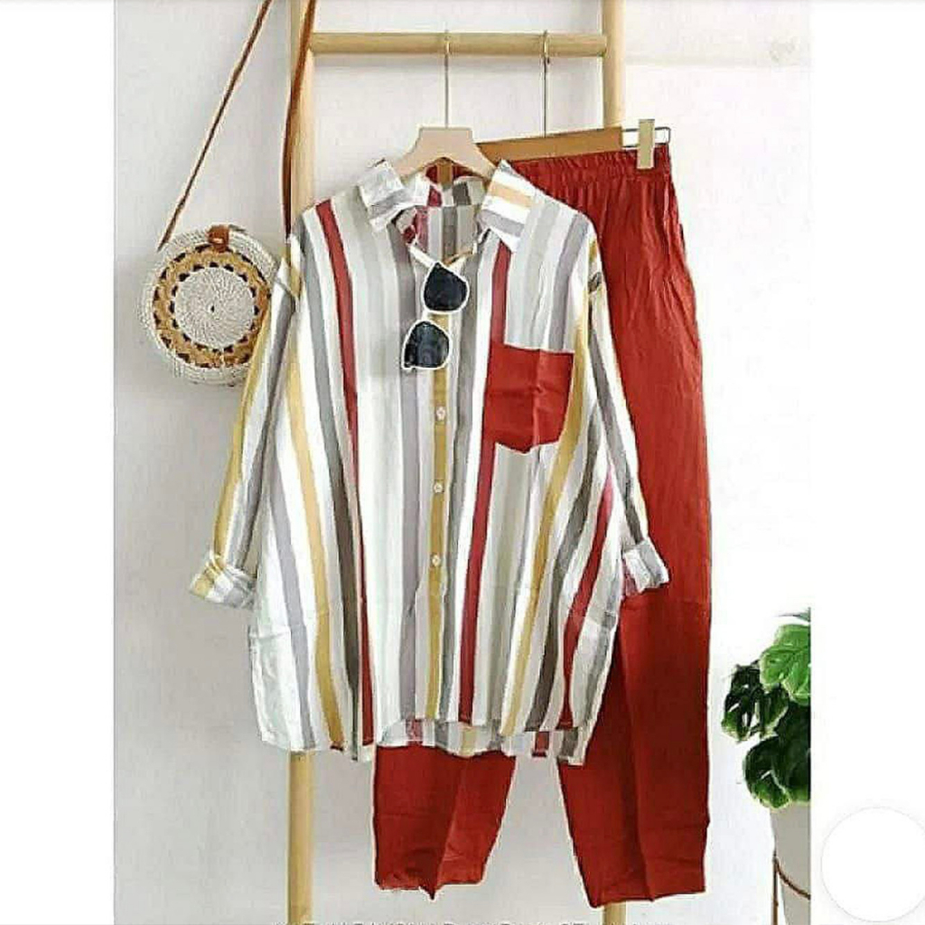 Saroja | Oneset Pelangi Set Wanita Terlaris Setrip | SJ Fashion