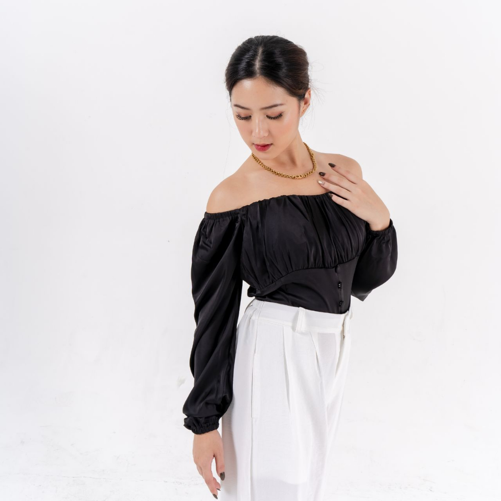 AIJO -  Aurel Sabrina Top Kancing - Atasan Silky Korean Style